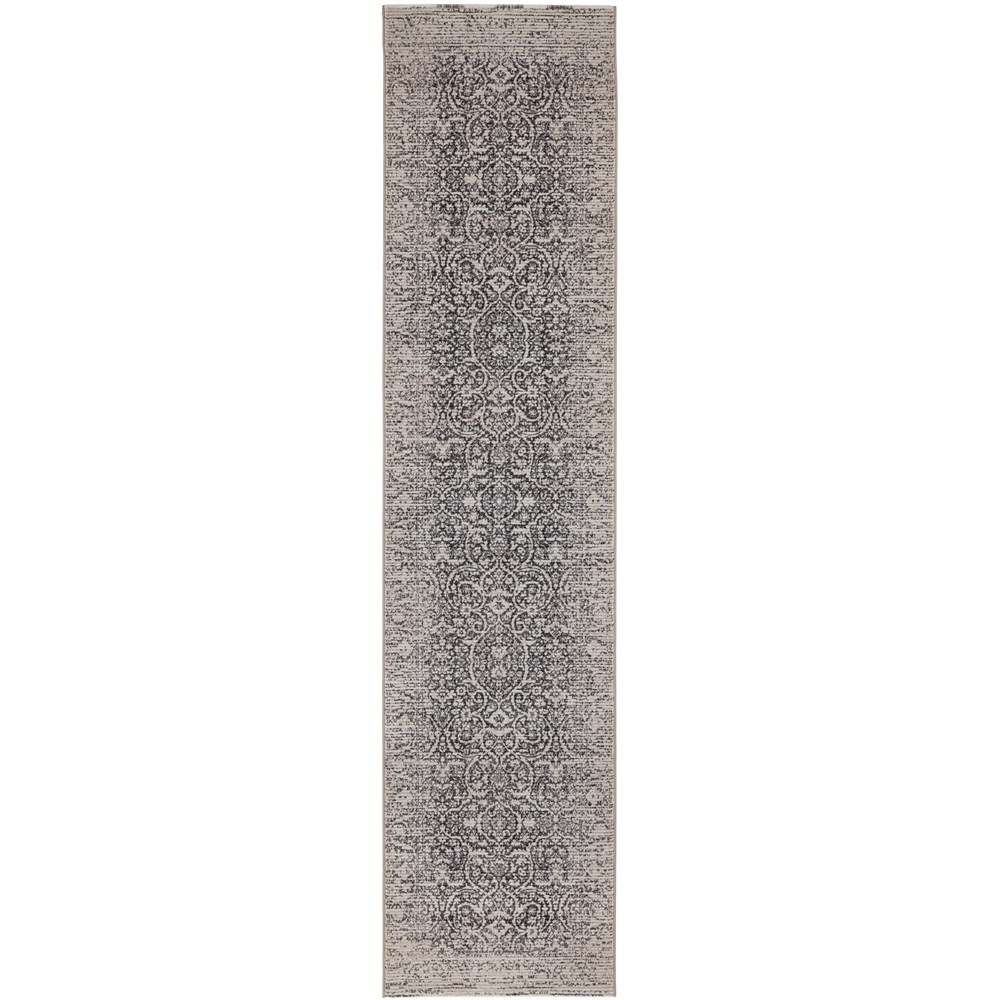 Grandeur Runner Rugs in Slate Damask